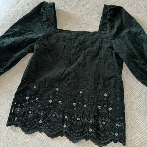 NWT Madewell Embroidered Eyelet Corduroy Tie-Sleeve Top - Picture 13 of 15